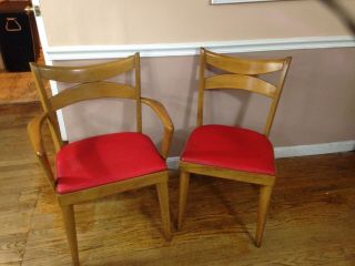 Set Of Two Mid - Century Modern Heywood Wakefield Wheat Bow Tie Dining Chairs 953