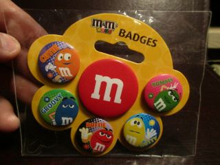 5 M&m Badges - 2012 - Mars Candy - Cute Groovy Hottie Nutty Yummy Factory