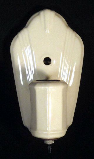 1930s 1940s Vintage Porcelain Bathroom Light Fixture Sconce Art Deco Off White