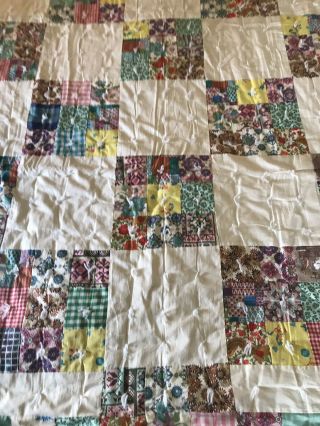 WELL QUILTED Vintage Antique Quilt COMPLETELY HAND SEWN cottage Bedspread 2