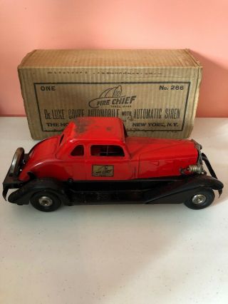 Vintage 1930s Fire Chief Car With Box/key