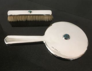 Liberty And Co Silver Hand Mirror And Brush