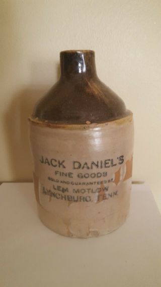 Rare Jack Daniels Lem Motlow Crock Jug Bottle (half Gallon Size).