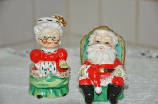 Lefton Cute Santa And Mrs.  Clause Salt And Pepper Shakers
