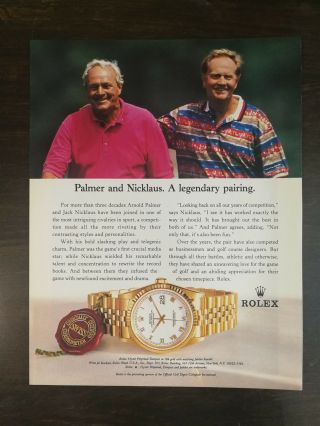 Rolex Oyster Perpetual Datejust 18k Gold Watch Arnold Palmer & Jack Nicklaus Ad