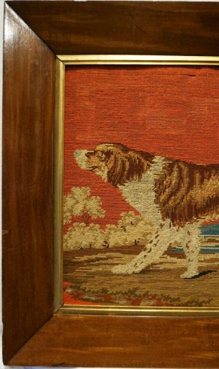 MID/LATE 19TH CENTURY NEEDLEPOINT OF A SPANIEL IN A RURAL SETTING - c.  1870 2