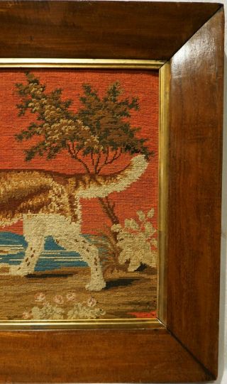 MID/LATE 19TH CENTURY NEEDLEPOINT OF A SPANIEL IN A RURAL SETTING - c.  1870 3