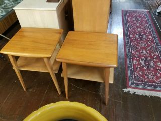 Mid Century Modern Heywood Wakefield Side Tables Champagne