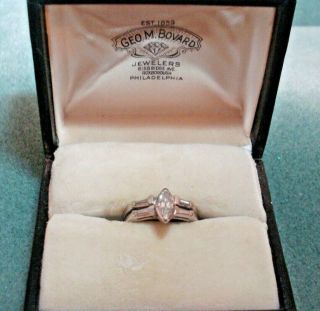Vintage 14k Gold Diamond Wedding Engagement Ring Set Size 7 With Papers & Box