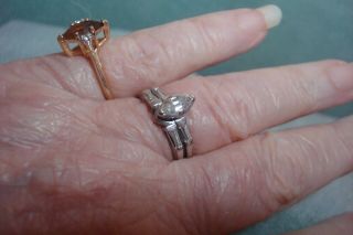 Vintage 14K Gold Diamond Wedding Engagement Ring Set Size 7 with Papers & Box 3