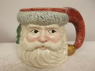 Vtg 1990 Fitz & Floyd Omnibus Holiday Christmas Santa Claus Face Head Mug Cup