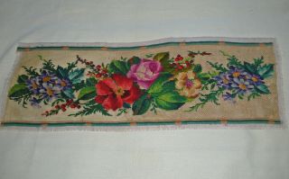 Lovely Antique 19thC ' Berlin Woolwork ' Embroidery Panel 2