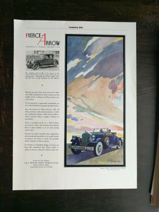 Vintage 1931 Pierce Arrow Roadster Full Page Art Deco Ad