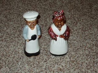 Vintage Aunt Jemima And Uncle Mose Black Americana 8 " Salt And Pepper Shakers