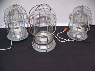 Pg Co Explosion Proof Light Fixture Vintage Glass Globe Wire Cage