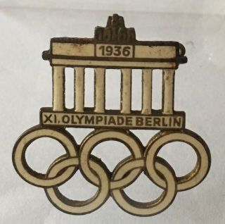 1936 Berlin Germany Olympic Games Official Visitors Enamel Pin Badge Brooch