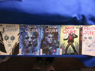 Alice Cooper 1 - 5 Comic Each Is Signed By Joe Harris Dynamite 2014 Hard To Find