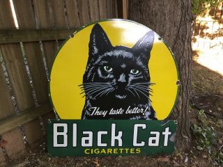 Large Black Cat Cigarette Porcelain Sign