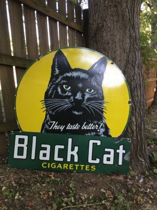 Large Black Cat Cigarette Porcelain Sign 2