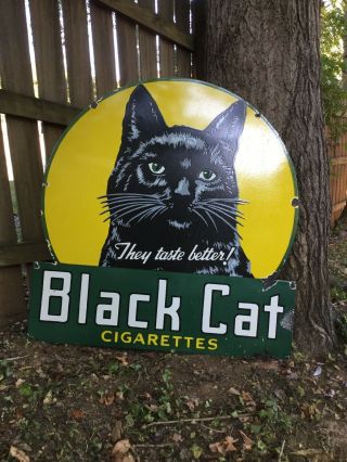 Large Black Cat Cigarette Porcelain Sign 3