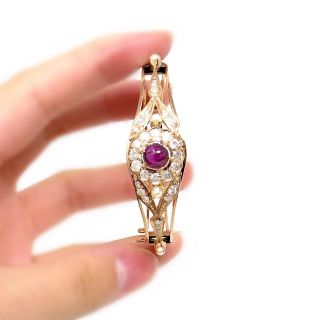 Nyjewel 14k Rose Gold Vintage Rhodolite Garnet Diamond Pearl Bangle Bracelet