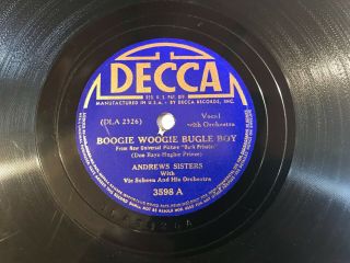78 Rpm Decca 3598 Andrews Sisters (boogie Woogie Bugle Boy / Bounce Me Brother