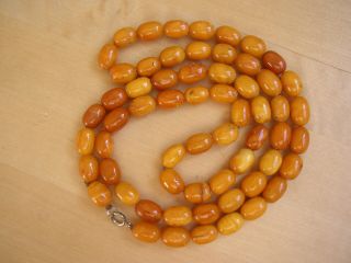 Vtg Amber Bead Necklace Butterscotch/honey/egg Yolk 88cm 54g