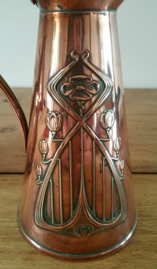 Two Art Nouveau Copper Jugs signed Joseph Sankey (JS & S) C1900. 2