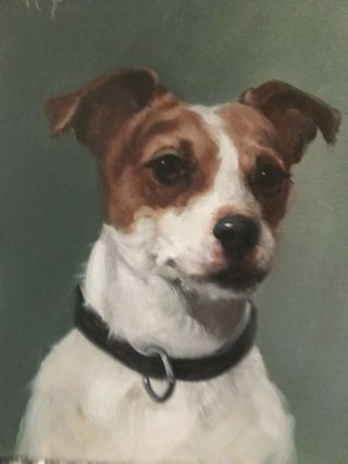 Barnes Oil Painting Vintage Antique Style Portrait Jack Russell Terrier Dog