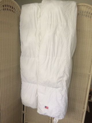 Vintage Ralph Lauren White Cotton Comforter Flag Windward Bedding Sz 86 " X 102 "
