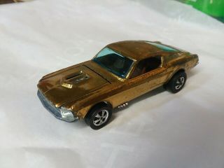 Hot Wheels Redlines Custom Mustang Gold Open Hood Scoop Brown Interior,  Hk Made