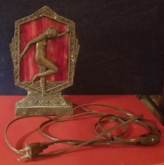 Antique Frankart Style Art Deco Nymph Nude Silhouette Lamp