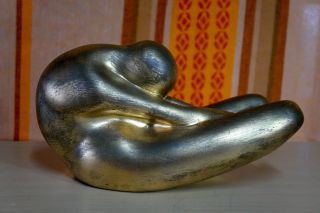 Jaru Pottery Gold Leaf Figure In Fetal Postion Mid Century Style Statue Signed