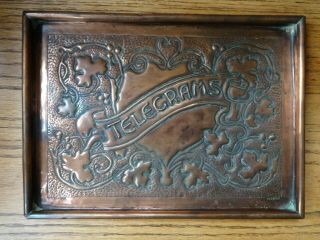 Arts & Crafts Copper " Telegrams " Tray - Keswick (ksia) - By W H Mawson