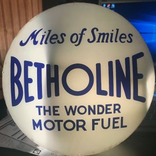 Vintage Betholine " Miles Of Smiles " Gas Pump Globe Glass Lens