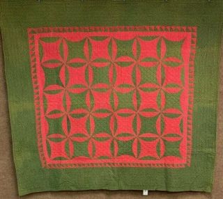 Red Green C 1890 - 1900 Rob Peter Quilt Sawtooth Lancaster Co Pa