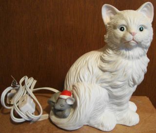 Vintage Cat & Christmas Mouse Night Light House Of Lloyd 1989 Excel.