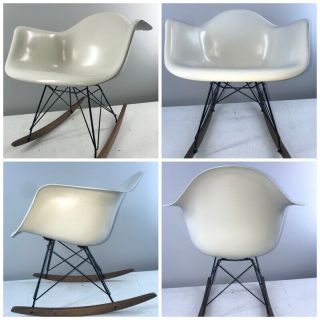 White Eames Herman Miller Wire Rocker Chair