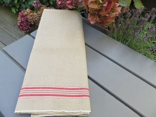 Linen Mangle Cloth Table Runner Red Stripes 35 " By 3.  11 Yards