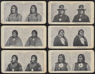 Set/6 Stereoview Photos Of Native American Indian Chiefs,  Circa 1890s