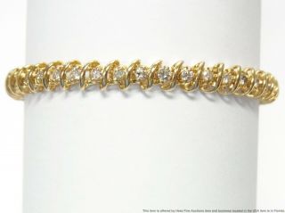 Approx 4ctw Fine Diamond Heavy 14k Gold Bracelet Ladies Vintage Tennis Line 7in