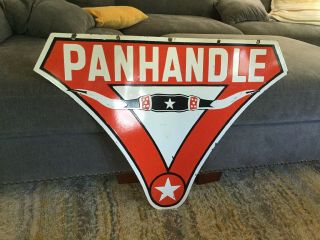 Panhandle Gasoline Double Sided Porcelain Sign