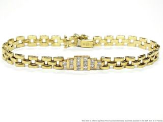 1ctw Fine White Princess Diamond 14k Gold Bracelet Vintage For Big Wrist 7.  5in