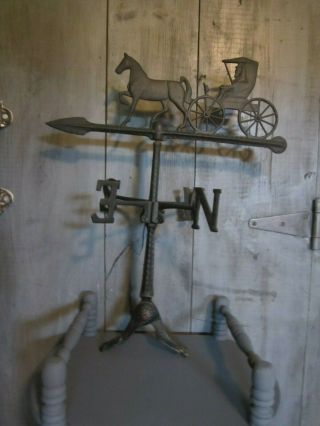 Vintage Weather Vane Horse Buggy Topper W/ Directional 21 " Tall Country Farm