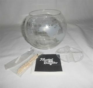 Nestle World Globe Floating Candle Glass Vtg