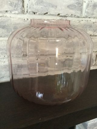 Large Pink Depression Glass Ribbed Light Globe Shade