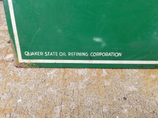 Vintage Quaker State Motor Oil Double Sided Porcelain Tombstone Sign 3
