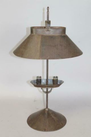 A Rare 19th C Tin Adjustable Double Candle Holder Surface And Shade