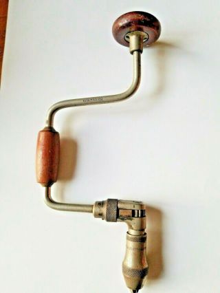 Antique Miller Falls Hand Drill 1662 10 " Auger Bit Brace Woodworking Tool