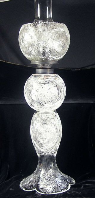 Stunning Antique - American Brilliant Cut Glass Banquet Lamp